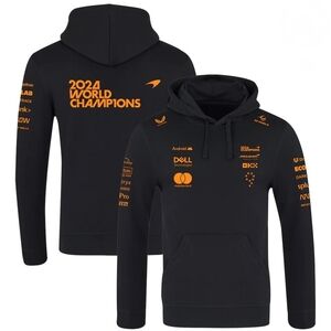 McLaren F1 2024 World Champions Black Hoodie with Orange Accents Sz S